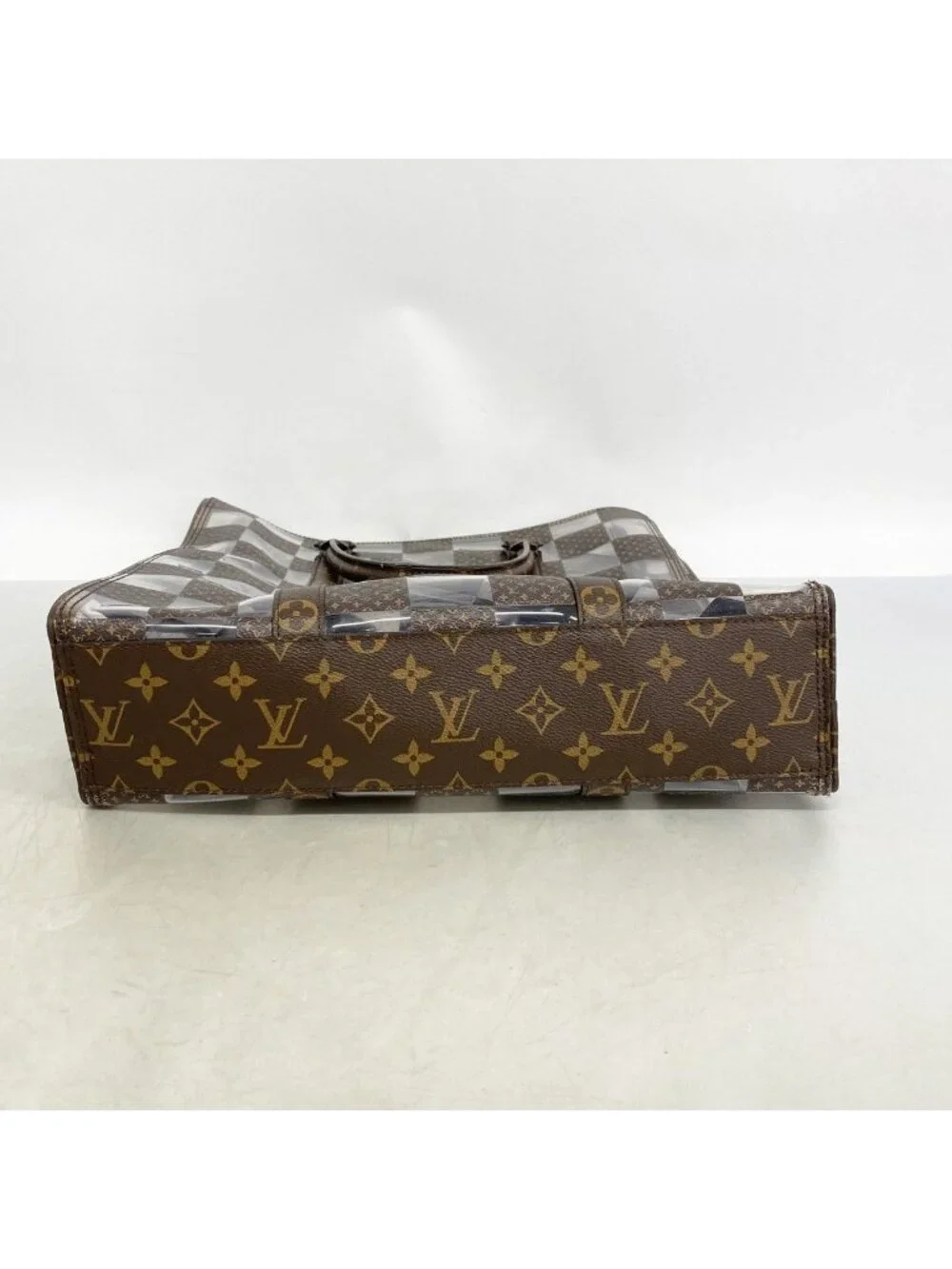Louis Vuitton Handbag Monogram Chess Sac Plat Brown Clear 2-Way